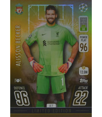 Topps Match Attax Champions League 2021/2022 GOLD Limited Edition Alisson Becker (Liverpool)